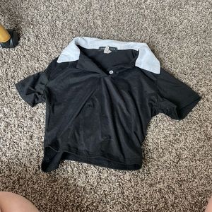 Super soft black crop top with white collar size small